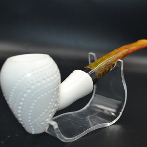 Lattice Freehand Pipe, Straight Stem Lattice, Meerschaum Pipe, Unsmoked Meerschaum, Hand-Carved Pipe, Classic Pipe