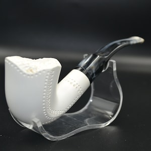 Freehand Lattice Pipe, Dublin Pipe, Half Bent Stem Meerschaum Pipe, 100% Solid Block Meerschaum, Unsmoked Meerschaum Pipe, Classical Pipe