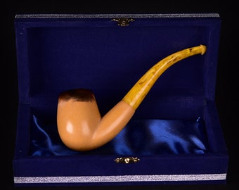 Lee Van Cleef Pipe, Half Bent Meerschaum Pipe, Unsmoked Pipe, The Best Block Meerschaum, Turkish Meerschaum, Cowboy Pipe, Yellow Stem Pipe
