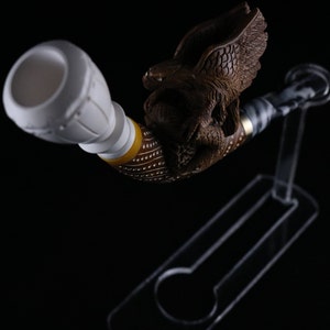 Hand Carved Horn & Eagle Figure Meerschaum Pipe, The Best Block Meerschaum, Unsmoked Meerschaum Pipe