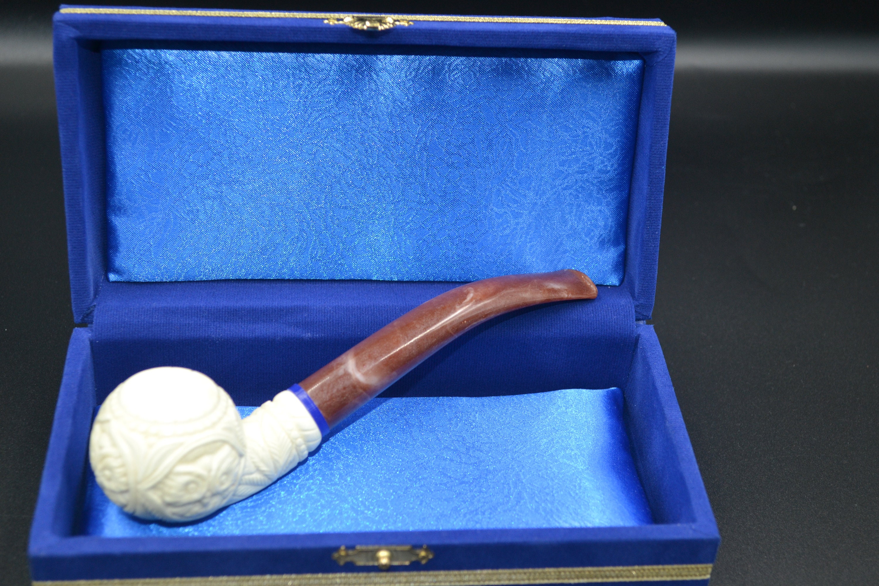Embossed Owl Pipe, Meerschaum Pipe, Unsmoked Pipe, Tobacco Pipe