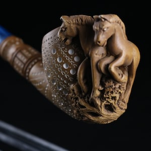 Gitterpferd Halb Bent Stem Meerschaum Pfeife, ungerauchte Meerschaum Pfeife, die beste Block Meerschaum Pfeife