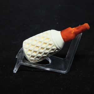 Hand Carved Lattice Meerschaum Cigarette Holder, Block Meerschaum, Gift For Him