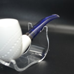 Lattice Classical Pipe, Meerschaum Pipe, Half Bent Stem Lattice, Unsmoked Meerschaum, Hand-Carved Pipe