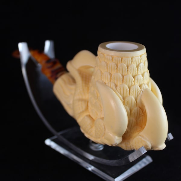 Grande pipe en écume de mer griffe d'aigle, écume de mer 100 % solide, pipe en écume de mer non fumée