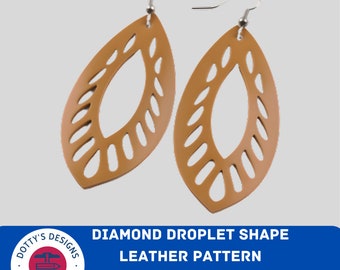 Diamond Droplet Shape Boho Leather Earring Svg Template voor Cricut, Faux Leather Oorbellen Svg Instant Download - Svg, Png, Eps, Dxf