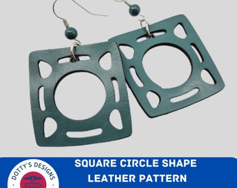 Square Shape Circle hole and Pattern Leather Earring Svg Template for Cricut, Faux Leather Earrings Svg Instant Download- Svg, Png, Eps, Dxf