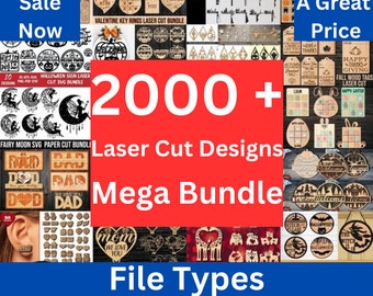 2000 + Mega Bundle di file SVG tagliati al laser per CNC e incisione, Glowforge Cut, SVG, Eps, Pdf, Jpg, Png File tagliati al laser - Principalmente file di Natale