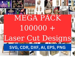 Mega pack Laser Cut, 100.000 vector, dxf-bestanden, 3d, 2D, cnc, Laser Cut Mega Bundle SVG, CNC-bestanden, Graveren CNC-router plasmasnijden afbeelding 1