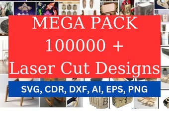 Mega pack Laser Cut, 100.000+ vector, dxf-bestanden, 3d, 2D, cnc, Laser Cut Mega Bundle SVG, CNC-bestanden, Graveren CNC-router plasmasnijden