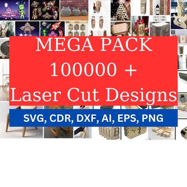 Mega pack Laser Cut, 100,000+ vector, dxf files, 3d, 2D, cnc, Laser Cut Mega Bundle SVG, CNC Files, Engraving CNC router plasma cutting