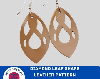 Diamond Leaf Shape Boho Leather Earring Svg Template for Cricut, Faux Leather Earrings Svg Instant Download - Svg, Png, Eps, Dxf