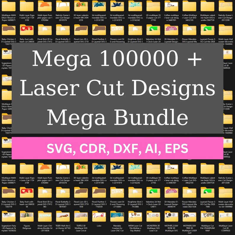 Mega Laser Cut Bundle 100000 Vector, Dxf Files, 3d, 2D, Cnc, Laser Cut ...
