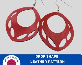 Ovale vorm rood patroon cirkel gat lederen Earring Svg sjabloon voor Cricut, faux lederen oorbellen Svg Instant Download - Svg, Png, Eps, Dxf