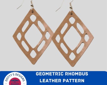 Modèle Svg de boucle d'oreille en cuir avec trou en losange géométrique pour Cricut, boucles d'oreilles en similicuir téléchargement immédiat de Svg - Svg, Png, Eps, Dxf