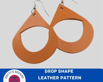 Drop Shape Oranje Lederen Earring Svg Sjabloon voor Cricut, Faux Leather Oorbellen Svg Instant Download - Svg, Png, Eps, Dxf