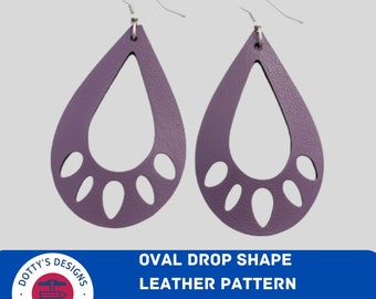 Drop Shape Nature Leather Earring Svg Template voor Cricut, Faux Leather Oorbellen Svg Instant Download - Svg, Png, Eps, Dxf