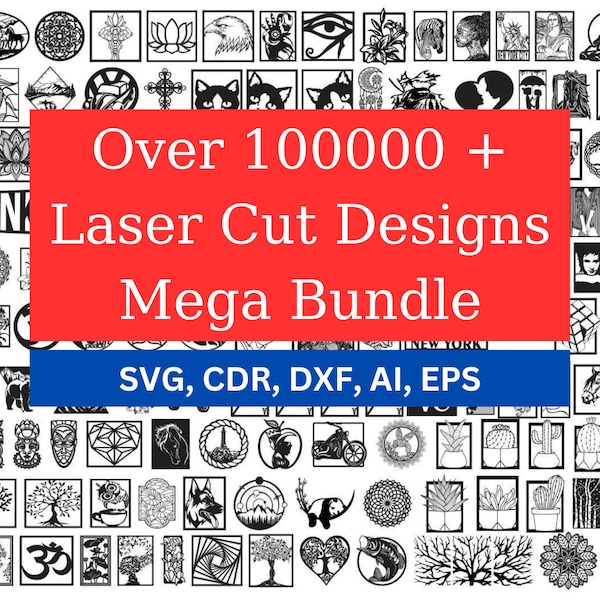 Más de 100.000 diseños cortados con láser Mega paquete de corte láser (Svg, Cdr, Ai, Eps, Dxf)