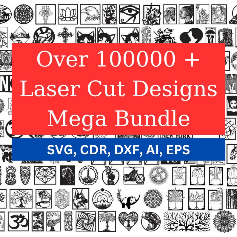 Over 100,000 laser cut designs Laser Cut Mega Bundle Svg, Cdr, Ai, Eps, Dxf image 1