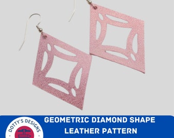 Diamond Shape Geometry Rhombus Hole Leather Earring Svg Template voor Cricut, Faux Leather Oorbellen Svg Instant Download - Svg, Png, Eps, Dxf