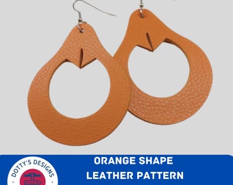 Oranje cirkel vorm natuurlijke lederen Earring Svg sjabloon voor Cricut, faux lederen oorbellen Svg Instant Download - Svg, Png, Eps, Dxf