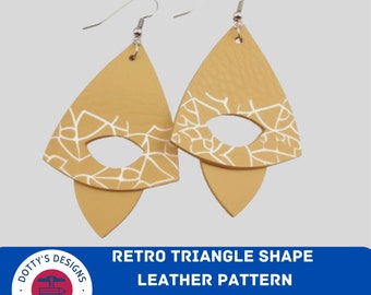 Retro driehoek vorm lederen Earring Svg sjabloon voor Cricut, faux lederen oorbellen Svg Instant Download - Svg, Png, Eps, Dxf