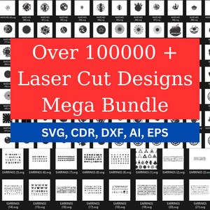 Oltre 100.000 design tagliati al laser Laser Cut Mega Bundle (Svg, Cdr, Ai, Eps, Dxf) - Laser Cut File Bundle #1