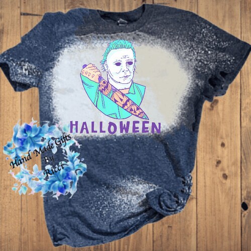 halloween movie, halloween shirt, halloween movie poster, Michael Myers pastel graphic tee, pastel horror, bleached tees, spooky graphic tee
