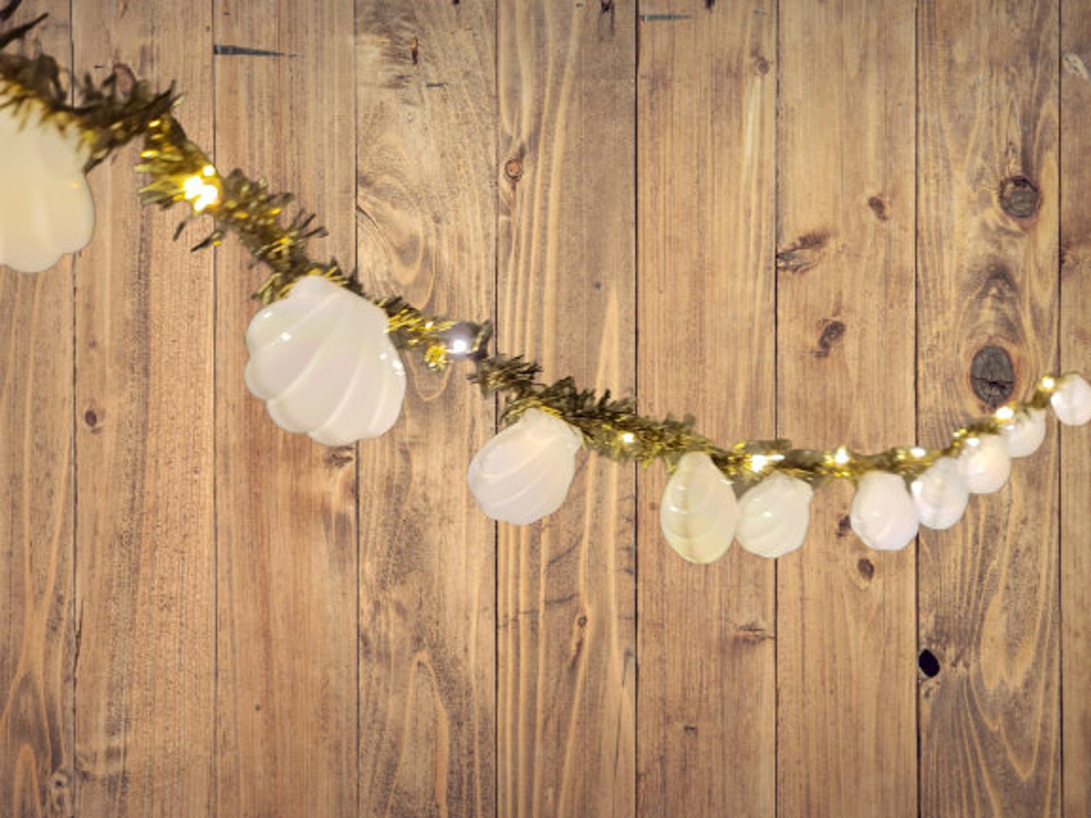 Seashell String Lights and Tinsel Room Decor Fairy Lights Etsy