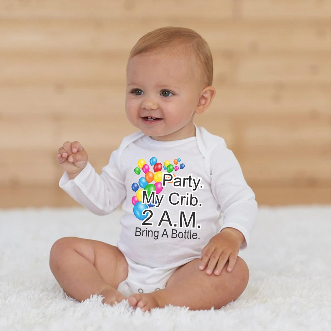Baby Onesie ® Party in My Crib 2 Am Bring a Bottle Funny Etsy