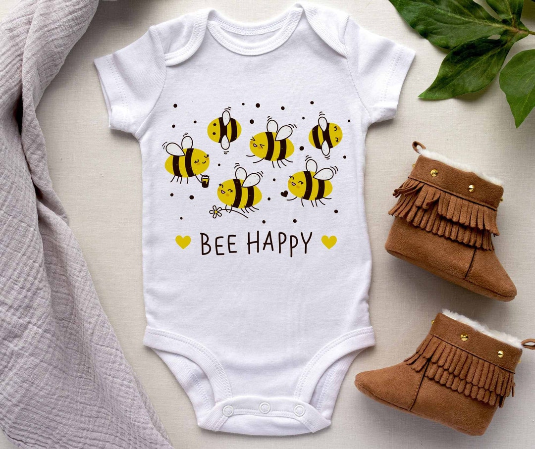 Bee Happy Fun Be Happy Honey Bee Baby Bodysuit or Toddler Tee - Etsy