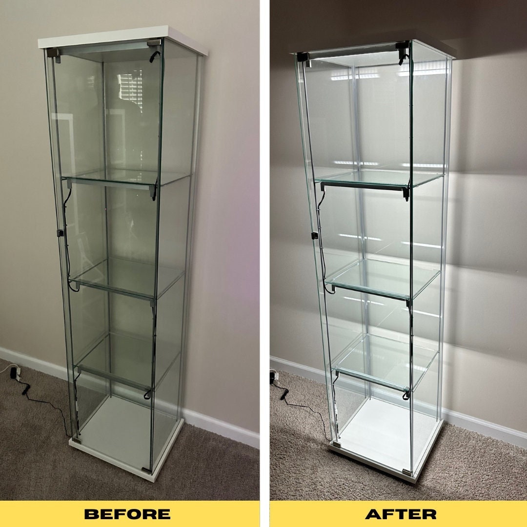 IKEA Detolf LED Lighting -   Glass cabinet doors, Ikea detolf,  Glass display case