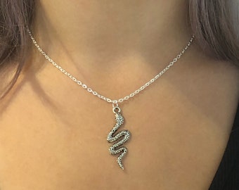 Gold Snake Necklace Vintage Chain Necklace Snake Pendant Snake Shape Necklace Healing Necklace