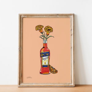 Aperol Spritz wydruk ścienny, sztuka ścienna, dekoracja ścienna, sztuka kuchenna, dekoracja wózka barowego, dekoracja ścienna do akademika, uroczy napój