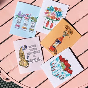 Cute Greeting Card Card Set, Mix N' Match, Unique Hand Illustrated Cards image 1