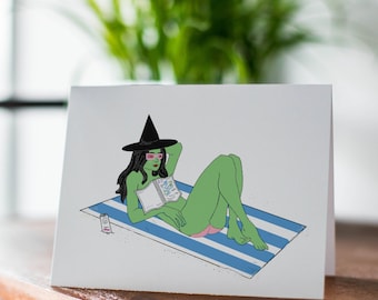 Beach Witch Greeting Card, Cute Card, Witchy Card