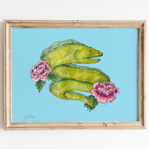 Moray Eel Wall Print, Pretty Eel, Wall Decor, Wall Art, Hand Illustrated