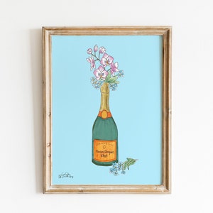 Orchid Champagne Illustrated Wall Art Print