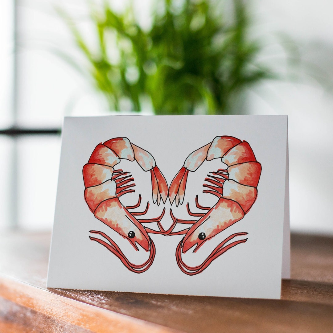 Shrimp Card, Love Card, Card for Him, Card for Her, Love Seafood Card ...