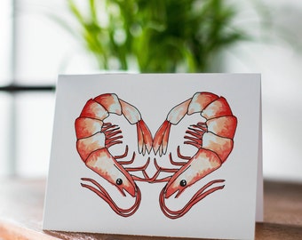 Shrimp Card, Love Card, Card for Him, Card for Her