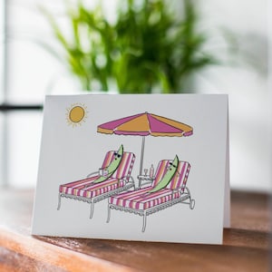 Jolie carte d'anniversaire d'été aux cornichons, carte de nourriture amusante, amateur de cornichons, carte de fête, carte d'amitié, carte vierge