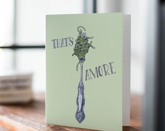 Pasta Spaghetti Card, Love Card, Birthday Card, Italian Card, Cute Sweet Anniversary Card, Italy Card, Food Lover Card, Pasta Lover Card