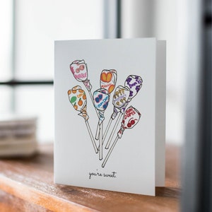 Dum Dum Lollipop Card, Candy Card, Sweet Card, Unique Hand Illustration