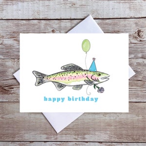 Fish Birthday Card, Hand Illustrated