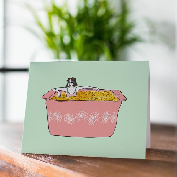 Pyrex Pink Daisy Mac N Cheese Cute Greeting Card