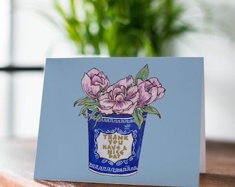 NYC Coffee Cup Card, New York City Card, Birthday Card, Floral Card, Espresso Coffee, Thank You Card, Thinking of You, Pretty Card For Her