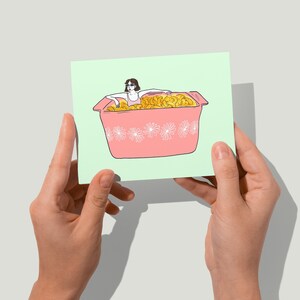 Pyrex Pink Daisy Art, Mac N Cheese Cute Greeting Card, Macaroni and Cheese, Cute Vintage Card, Retro Dish Art, Foodie Card