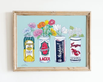 Narragansett Beer Art, Rhode Island, Beer Illustration, Wall Art