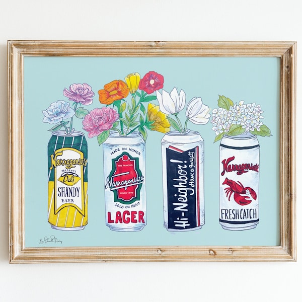 Narragansett Beer Art, Rhode Island, Beer Illustration, Wall Art