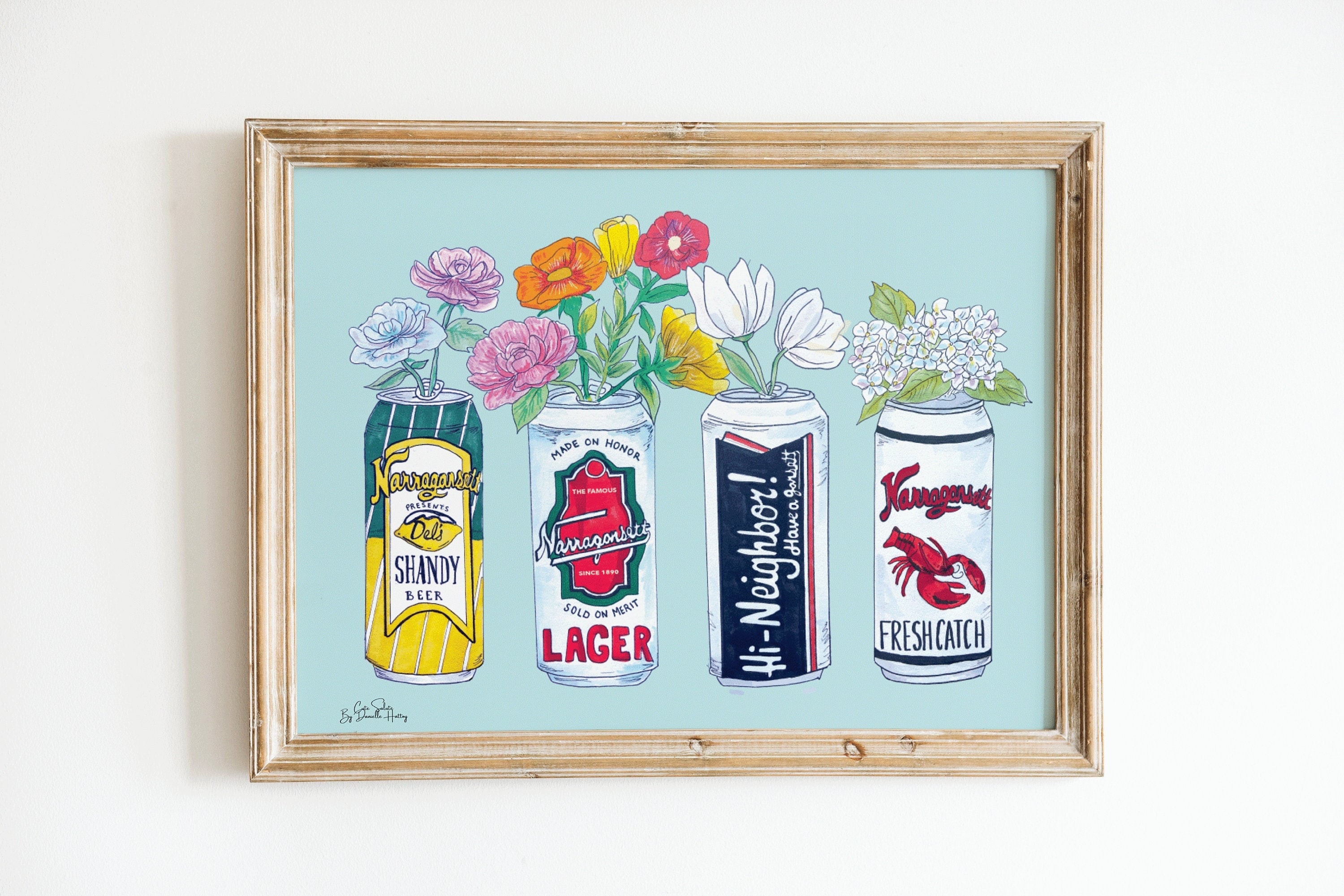 Narragansett Beer Art, Rhode Island Wall Decor, Beer Illustration Print, Wall Art, New England, Beer Drinker Art, College Dormroom Wall